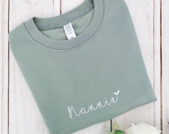 Nannie / Nanny / Grandma / Mummy / personalised sweater / embroidered / womens sweatshirt / ladies jumper / new grandparent gift / present