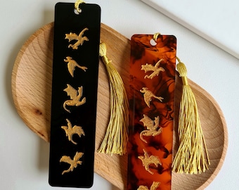 Fourth Wing Bookmark Acrylic Dragon Silhouette Golden Booktok Fantasy Reader Gift Book Accessory Iron Flame Dragon Rider