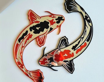 Koi Fish Mirror Art Japanese Koi Carp Wall Art House Decor Fish Pond Signage Koi Gift Unique Fish Home Decor Wildlife Art Koi Pair