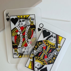Decoración de pared con naipes del rey y la reina pintada a mano, reina de corazones, decoración del hogar con el rey de corazones, pieza de arte para juegos de cartas, póquer, casino, para él y para ella