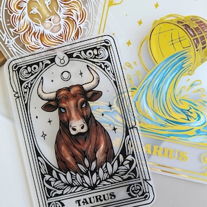 Arte de cartas del tarot con signos del zodíaco pintado a mano, letreros astrológicos, arte de pared del tarot, horóscopo pintado, regalo personalizado, signo del zodíaco, decoración del hogar de brujas
