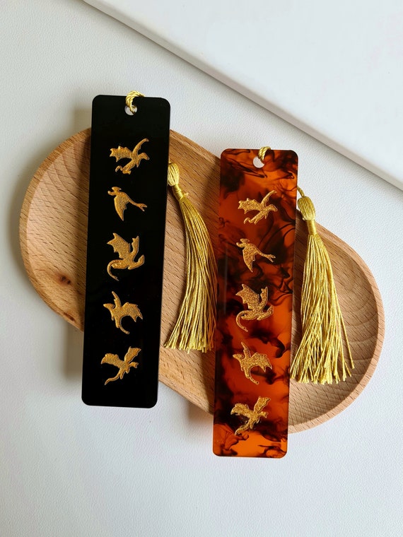 Fourth Wing Bookmark Acrylic Dragon Silhouette Golden Booktok Fantasy Reader Gift Book Accessory Iron Flame Dragon Rider