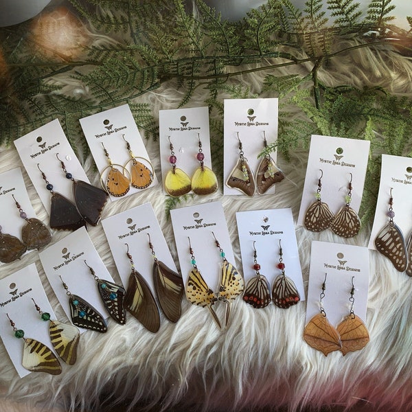 Entomology Gift, Real Butterfly Wing Earrings, OOAK Jewelry, Nature Lover Gift, Gift for Woman Who Has Everything, Hippie Accessories