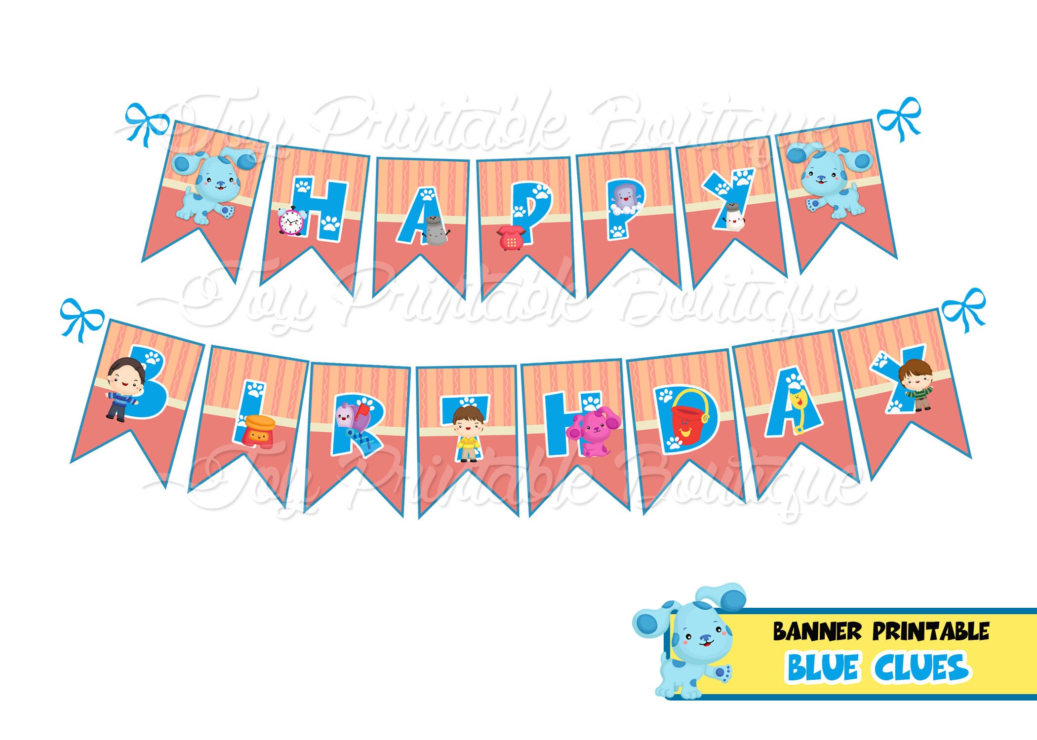 Banner Printable "blues Clues" for Birthday Party (instant Download ...