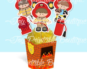 Printable Centerpiece "FIREMAN" (instant download)  Digital Items are Non-refundable