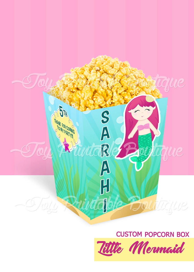 Printable Custom Popcorn Box little Mermaid Etsy