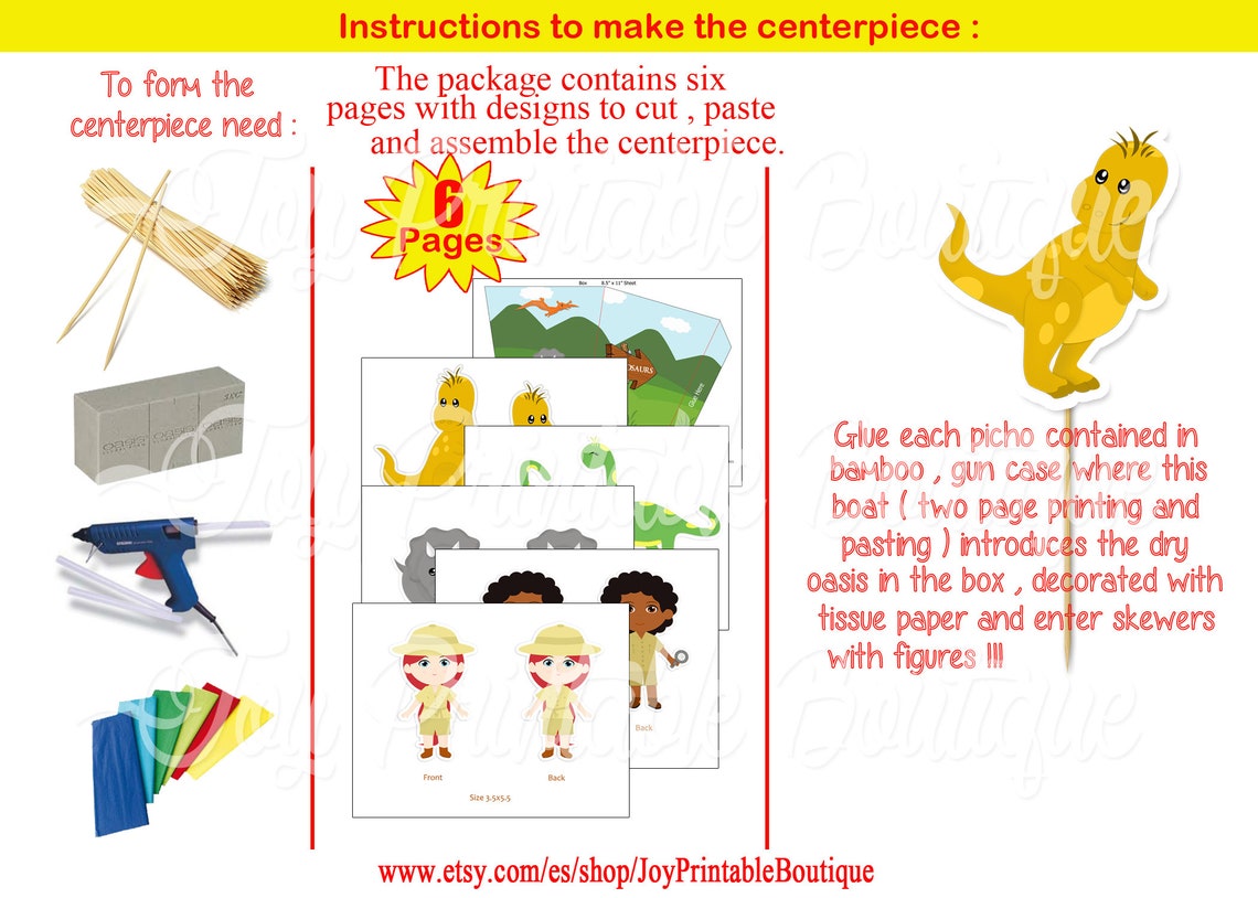 Printable Centerpiece dinosaurs instant Download Digital Items Are Non ...