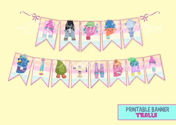 Printable Banner trolls instant Download - Etsy