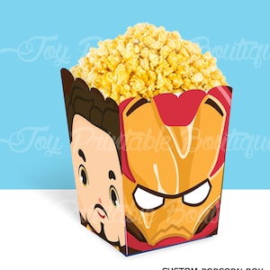 Printable custom popcorn box IRON MAN Instant download Digital Items are Non-refundable image 1