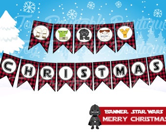 Printable Banner "Star Wars"Merry Christmas (instant download)  Digital Items are Non-refundable