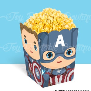 Printable custom popcorn box &quot;Captain America&quot; (Instant download)  Digital Items are Non-refundable