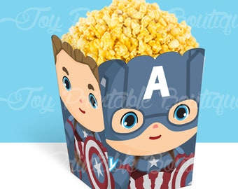 Printable custom popcorn box "Captain America" (Instant download)  Digital Items are Non-refundable