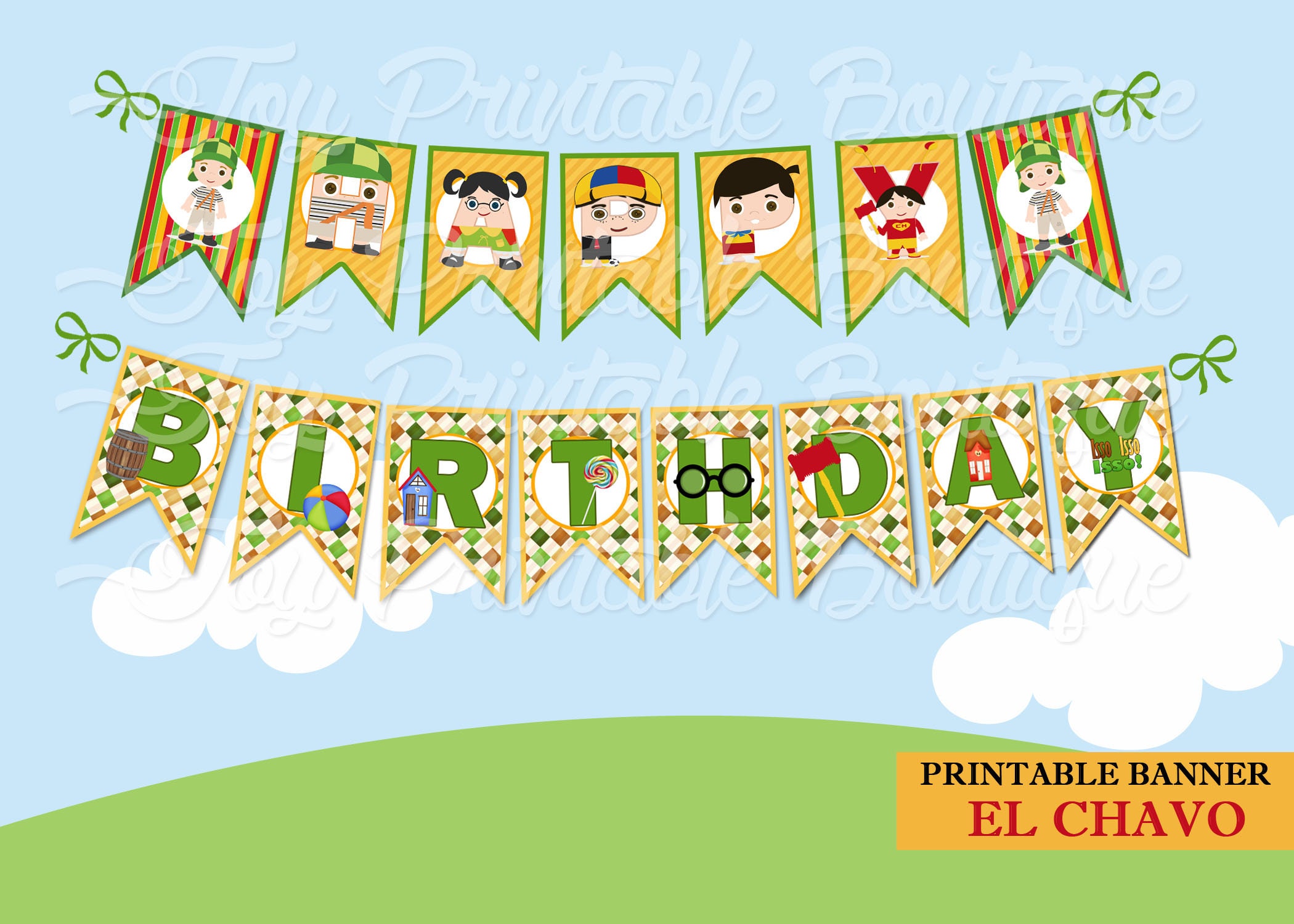 Printable Banner Happy Birthday "el Chavo 8" (instant Download) Digital ...