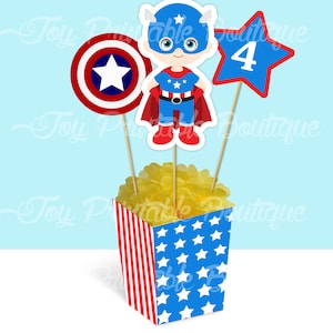 Printable Centerpiece for party &quot;CAPTAIN AMERICA&quot; (Instant download)  Digital Items are Non-refundable