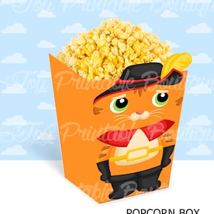Printable custom popcorn box &quot;Puss in Boots&quot; (Instant download) Digital Items are Non-refundable