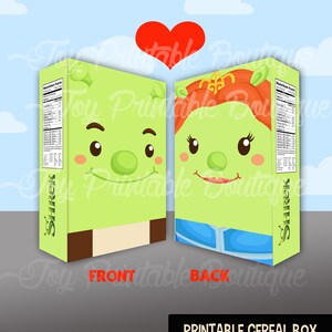 Printable Cereal box &quot;Shrek and Fiona&quot; (instant download)  Digital Items are Non-refundable