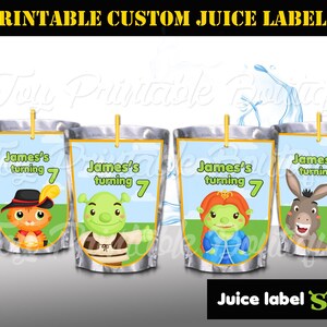 Printable custom juice label &quot;SHREK&quot;