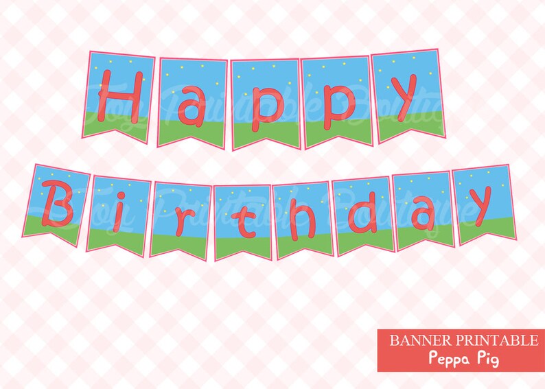 Imprimer banderole joyeux anniversaire Peppa Pig | Etsy