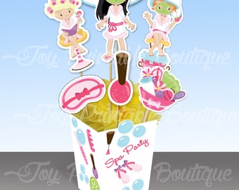 Printable Centerpiece "SPA PARTY" (instant download)  Digital Items are Non-refundable