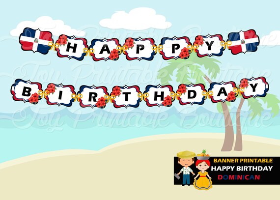 Banniere Imprimable Joyeux Anniversaire Dominicain Etsy Canada