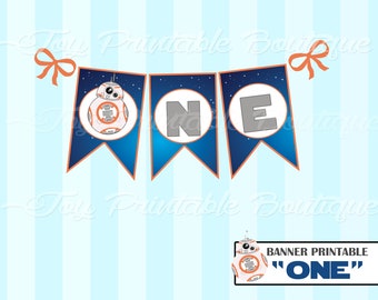 Banner printable "ONE" for first birthday Artuditu (instant download)  Digital Items are Non-refundable