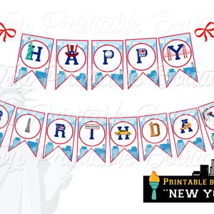 Printable banner Happy Birthday "NEW YORK" (instant download) Digital Items are Non-refundable