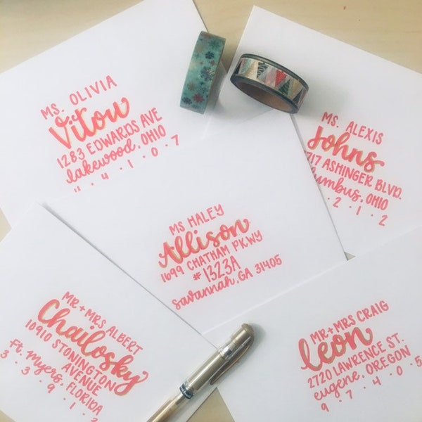 Hand Lettered Envelopes, Gift Tags, Place Cards, Etc.