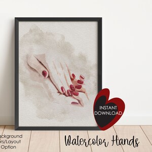 COMMERCIAL USE Nail Artist/Nail Tech PRINTABLE Nail Art, Unique Prints, Sublimation,Tumbler Art, Instant Download - Watercolored Hands