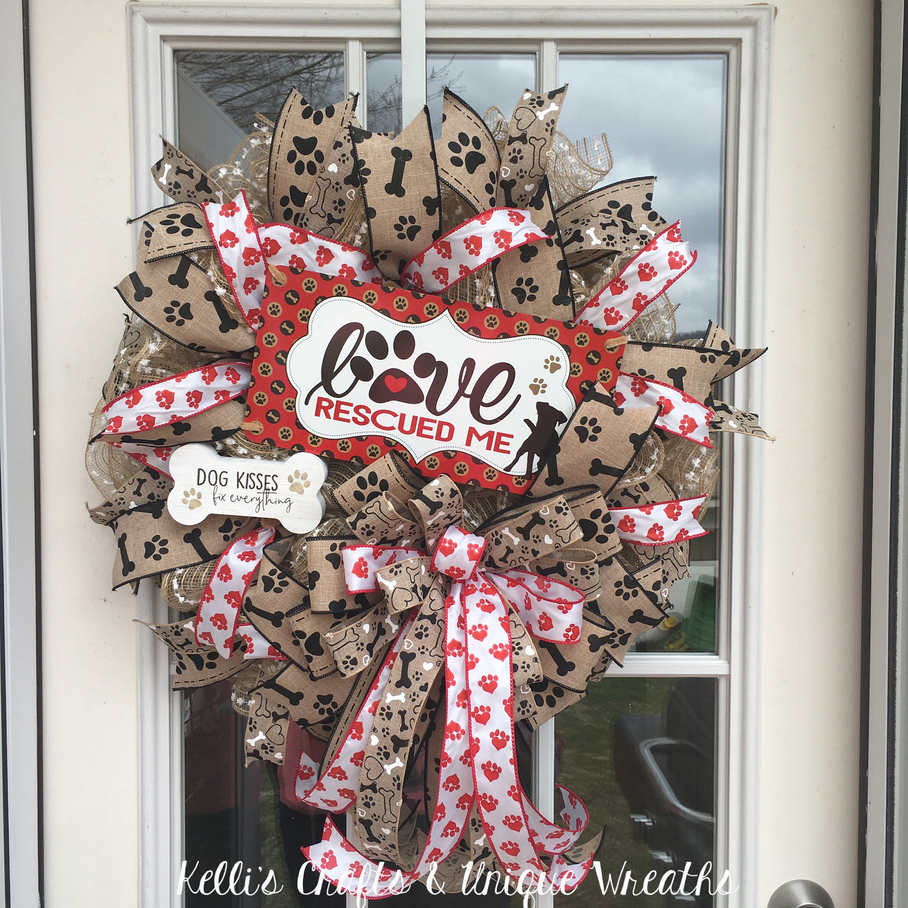 Pet door decor dog wreath dog door decoration paw prints Etsy