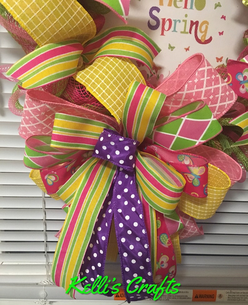 Spring Door Decor Butterfly Wreath Hello Spring Wreath Colorful Wreath Mother\u2019s Day gift Wreath for Spring Ready to ship