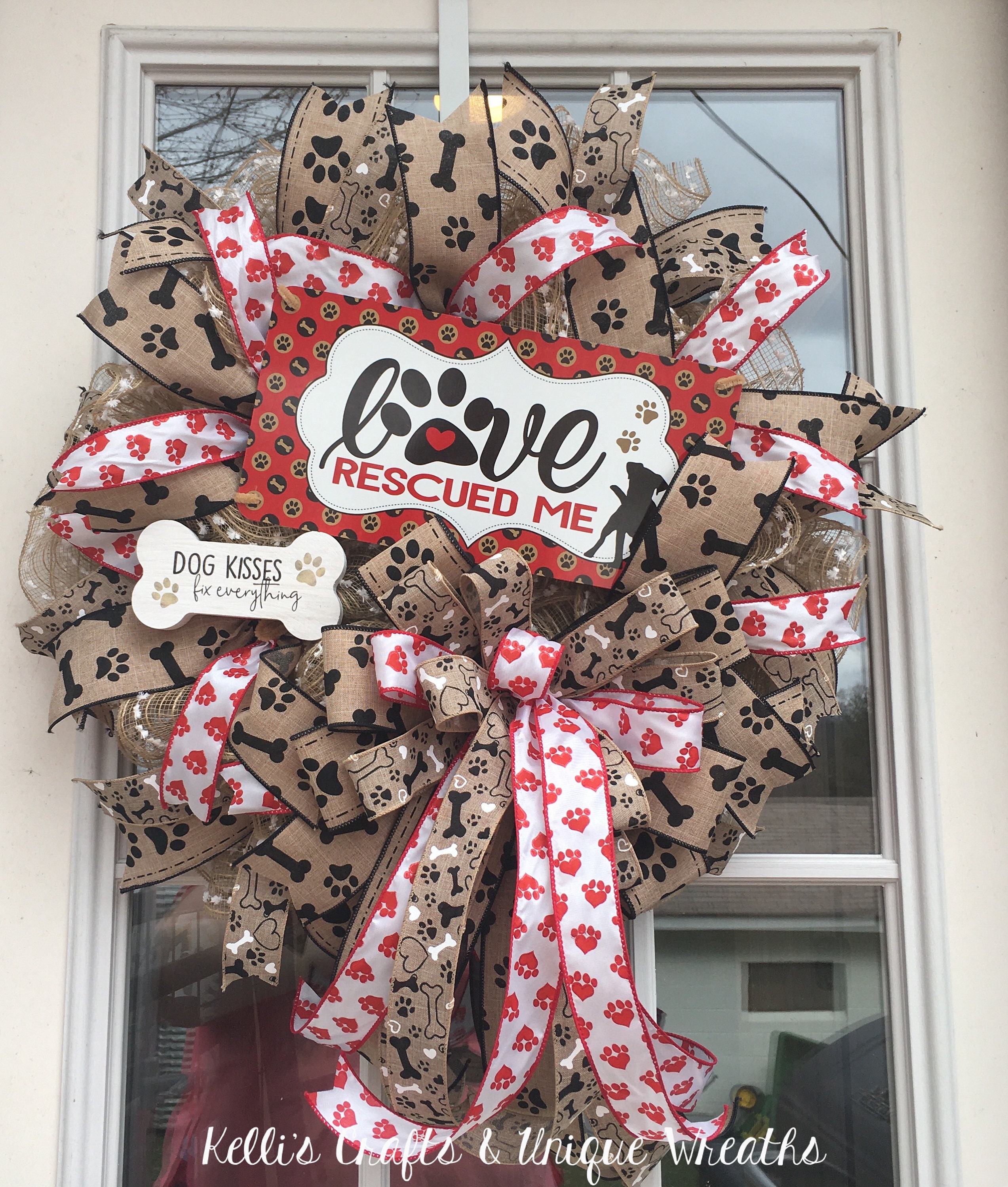 Pet door decor dog wreath dog door decoration paw prints Etsy