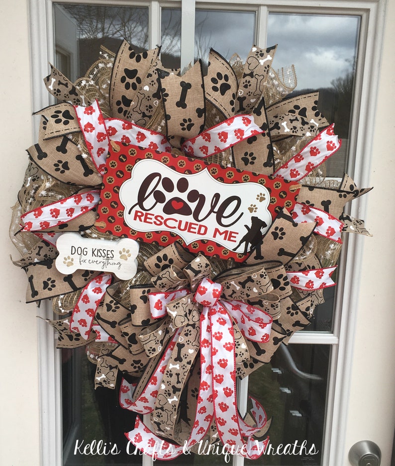 Pet door decor dog wreath dog door decoration paw prints Etsy