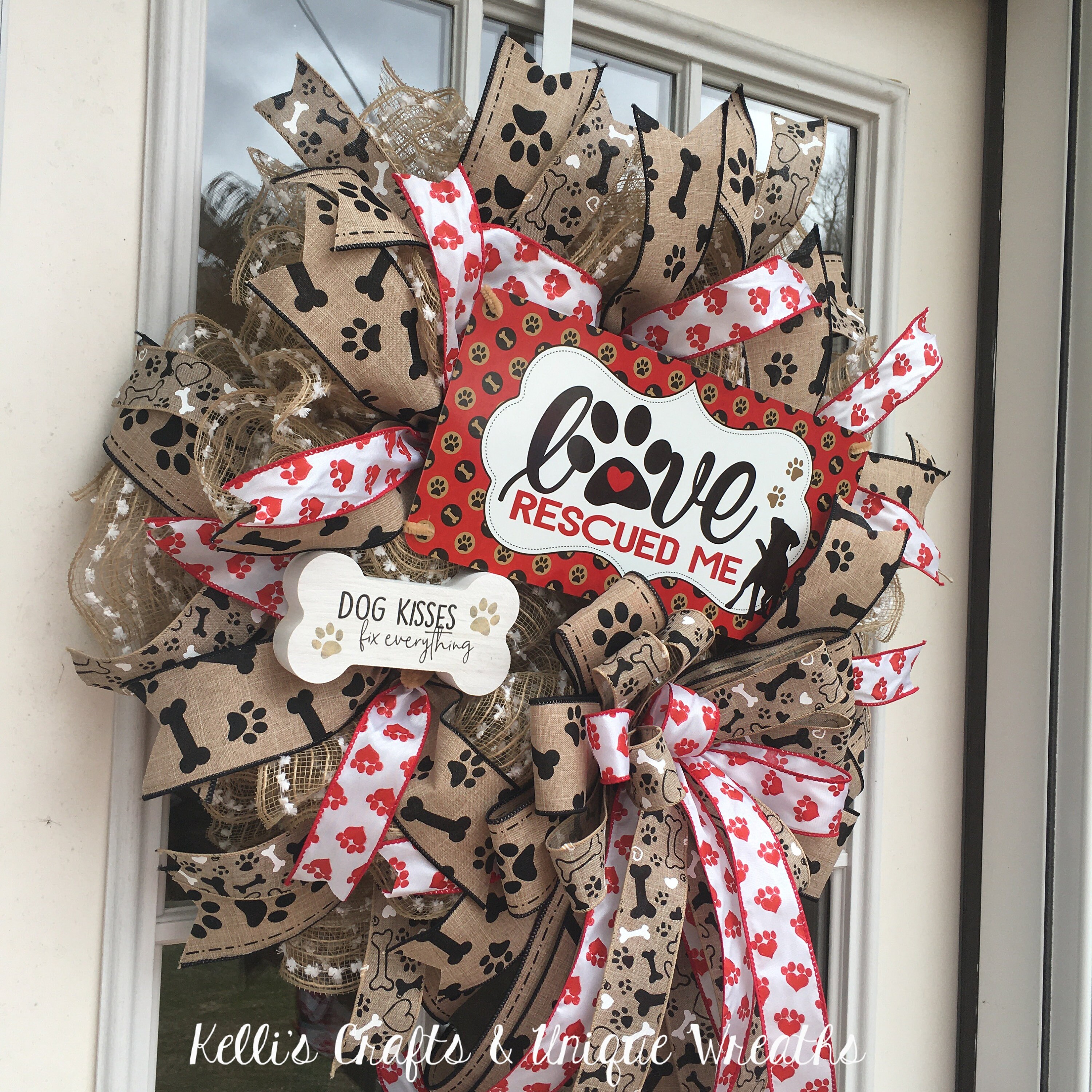 Pet door decor dog wreath dog door decoration paw prints Etsy