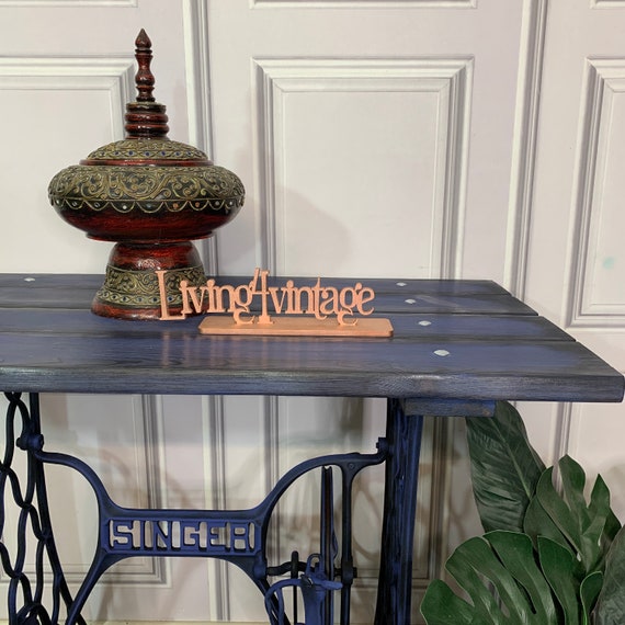 Singer Sewing Machine Table Singer Table Yakisugi Technique Industrial Style Console Table Custom Order Etsy Israel