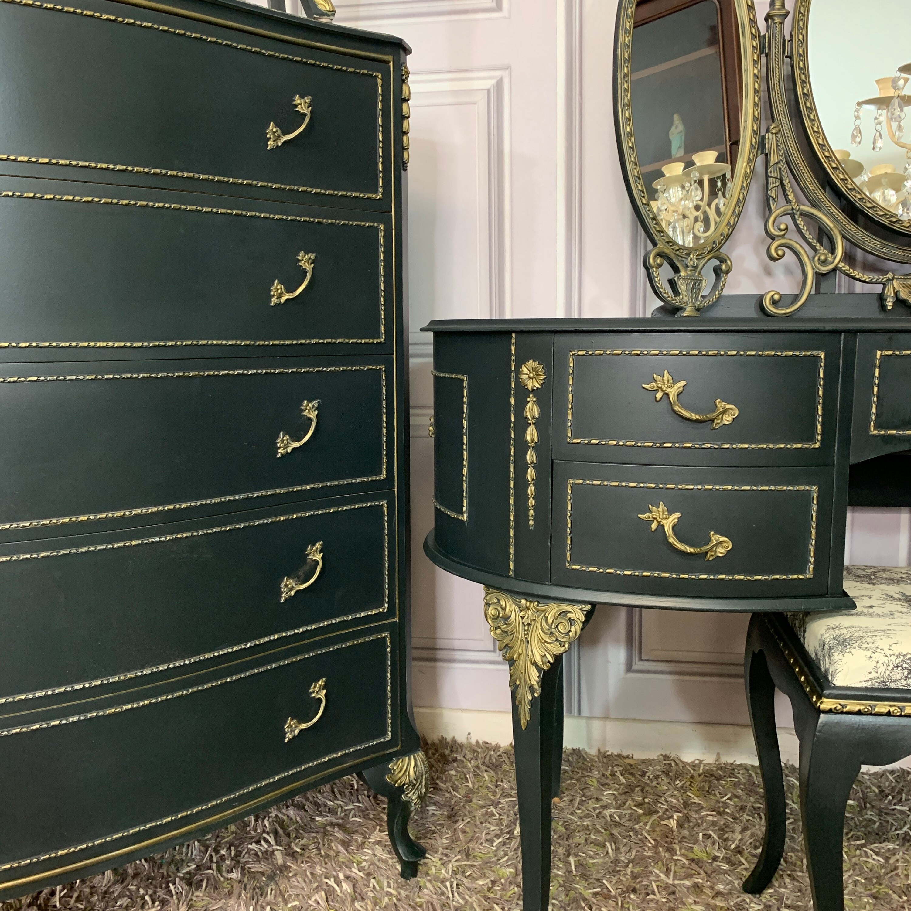 Black Bedroom Furniture Set Gothic Style Custom Order Etsy