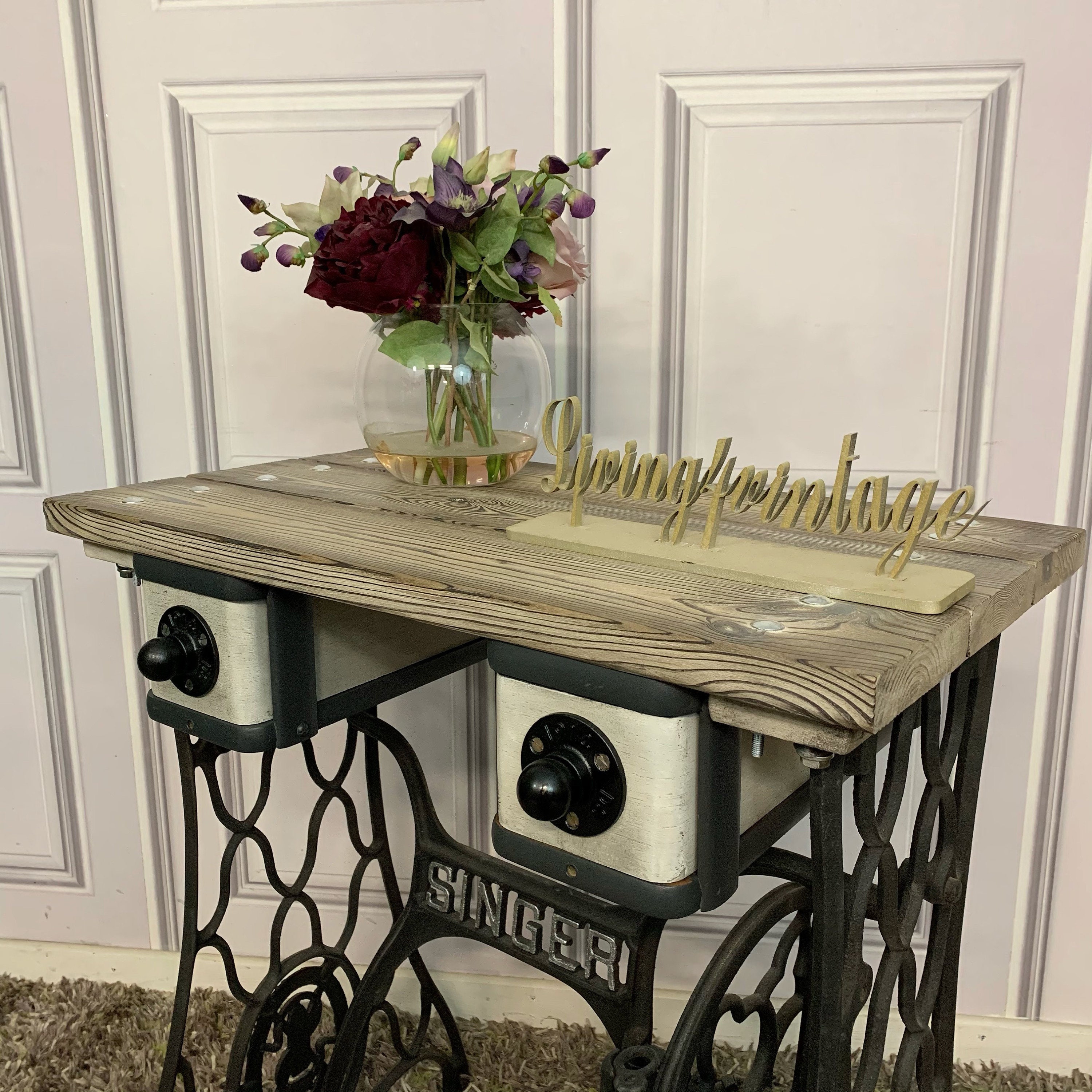 Singer Sewing Machine Table Industrial Style Console Table