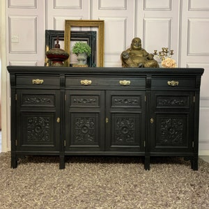 Painted Antique Sideboard Edwardian Sideboard Black Sideboard Carved Sideboard Commissions Welcome