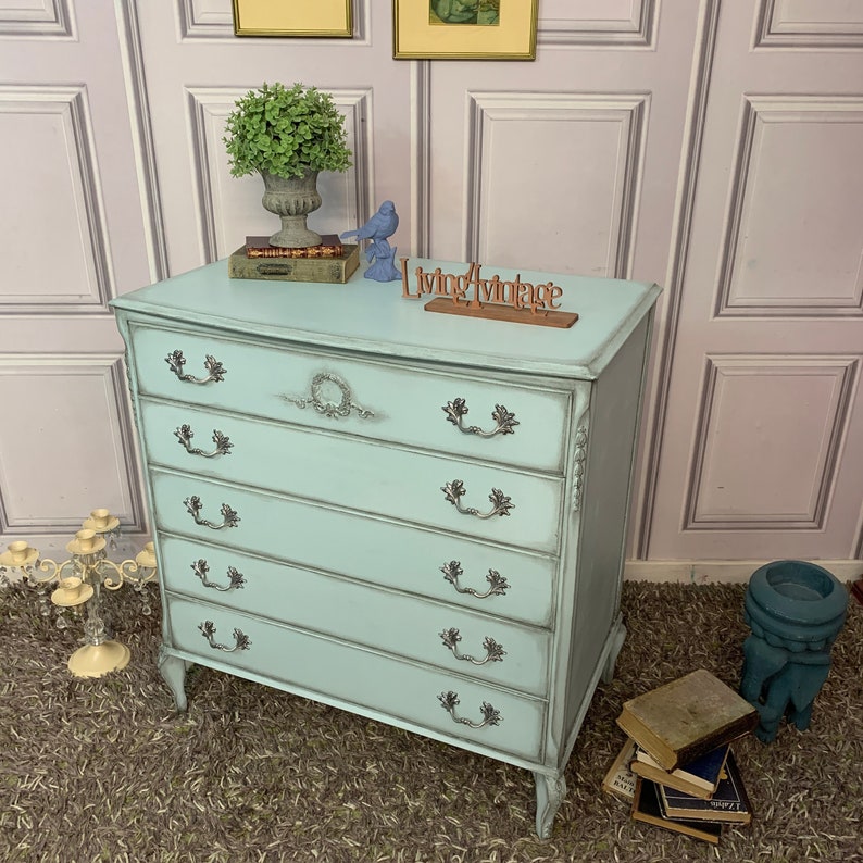 French Style Chest of Drawers Louis Style Drawers Duck Egg Etsy UK