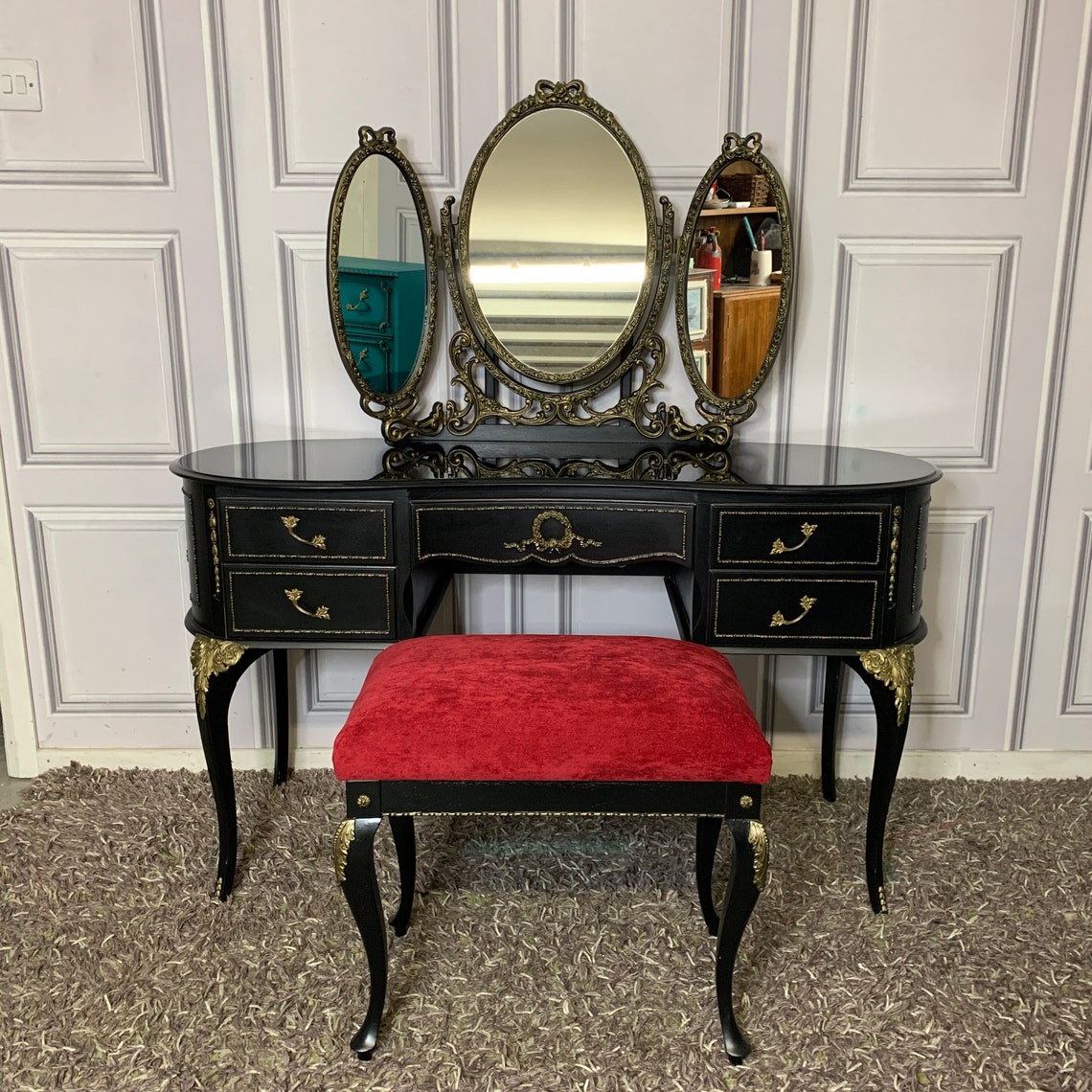 Black Gloss Dressing Table Gothic Style Olympus Dressing Table Etsy