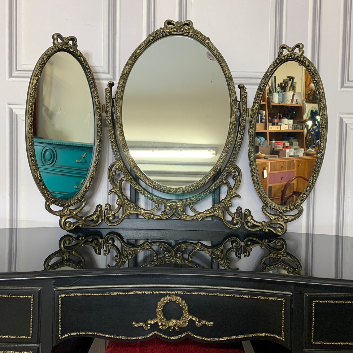 Black Gloss Dressing Table Gothic Style Olympus Dressing Table Etsy UK
