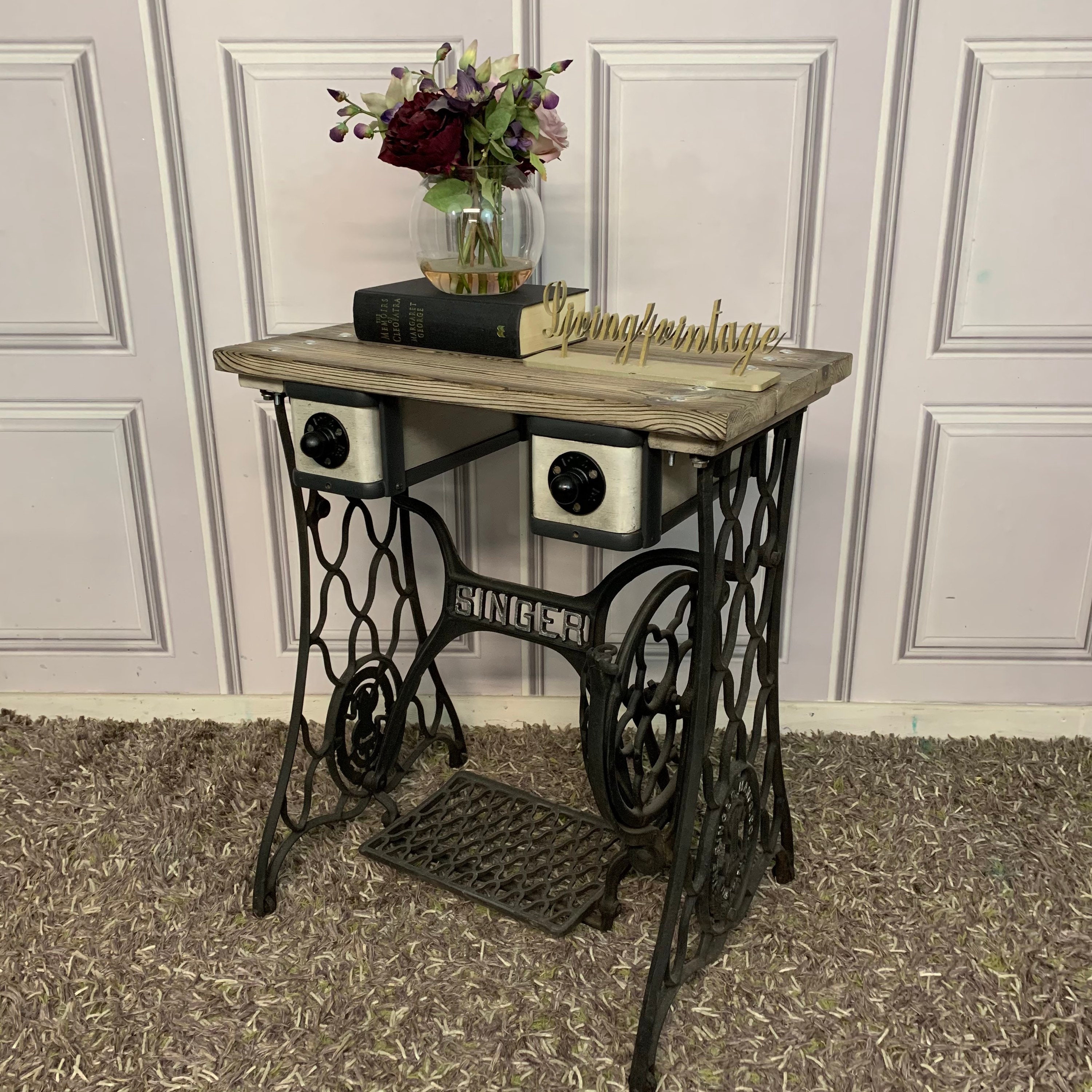 Singer Sewing Machine Table Industrial Style Console Table