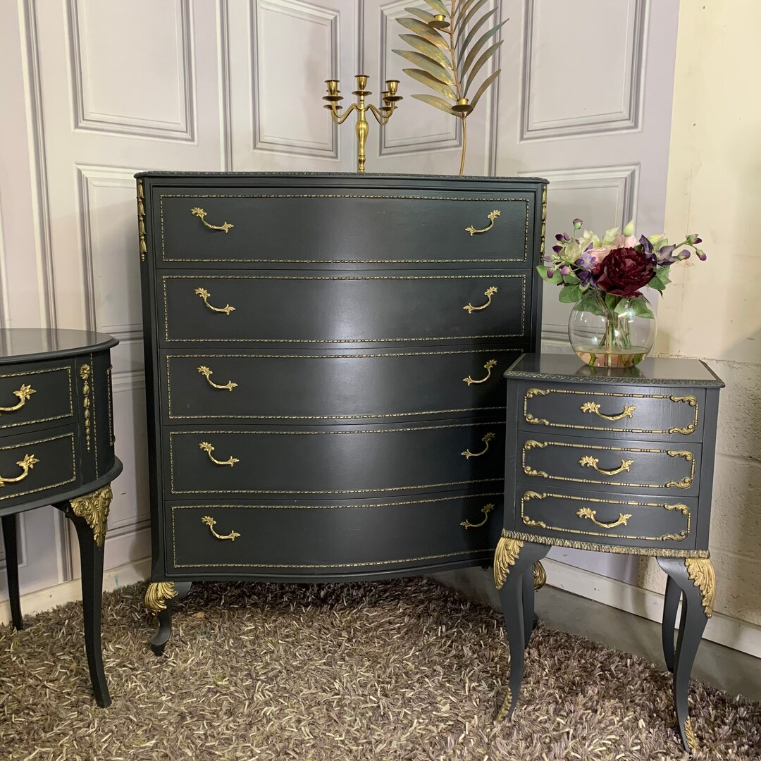 French Style Chest of Drawers Olympus Chest of Drawers Black & Etsy UK