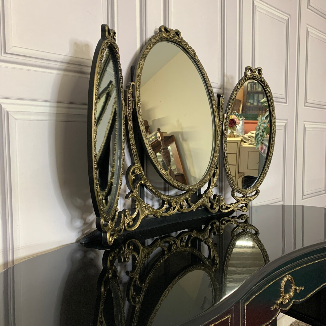 Black Gloss Dressing Table Gothic Style Olympus Dressing Table Etsy UK