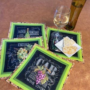 Quilted Wine Mat Set: Cork Print Mini Placemats