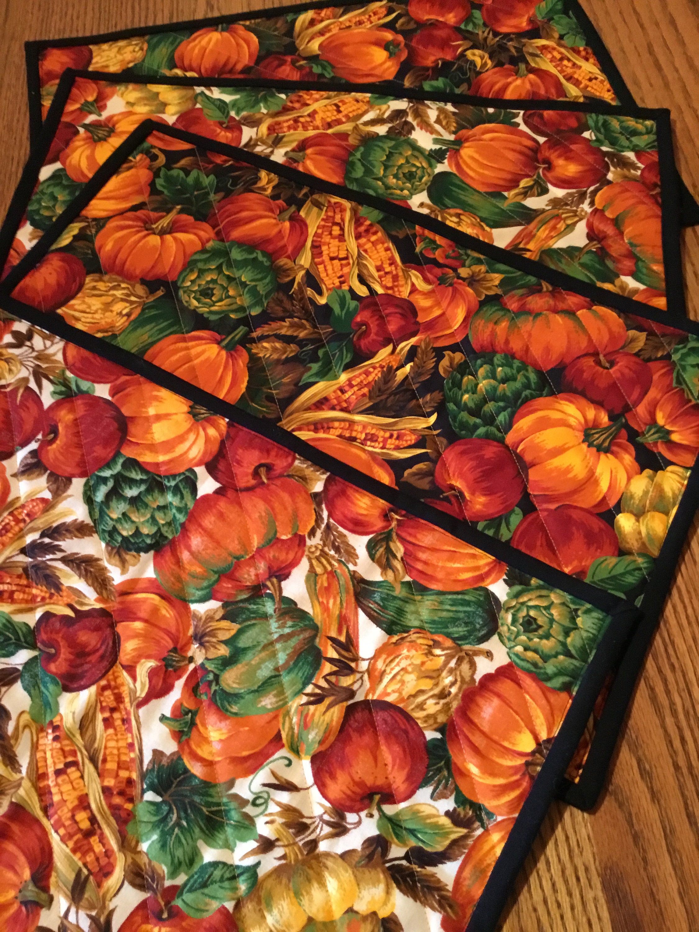 Set of Four Reversible Quilted Placemats Christmas and Fall - Etsy
