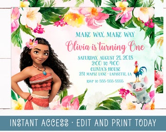 moana invitation etsy