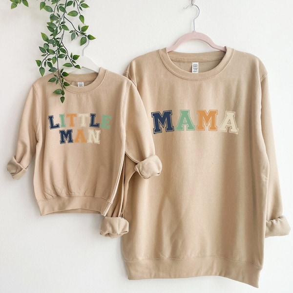 Mama & Little Man Multi Block Matching Sand Sweatshirts