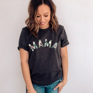 Mama Floral Summer Charcoal T-Shirt