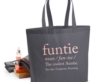 Funtie Auntie Charcoal Premium Tote Bag
