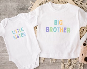 Big Brother & Little Sister Pastell Passendes T-Shirt / Babyweste